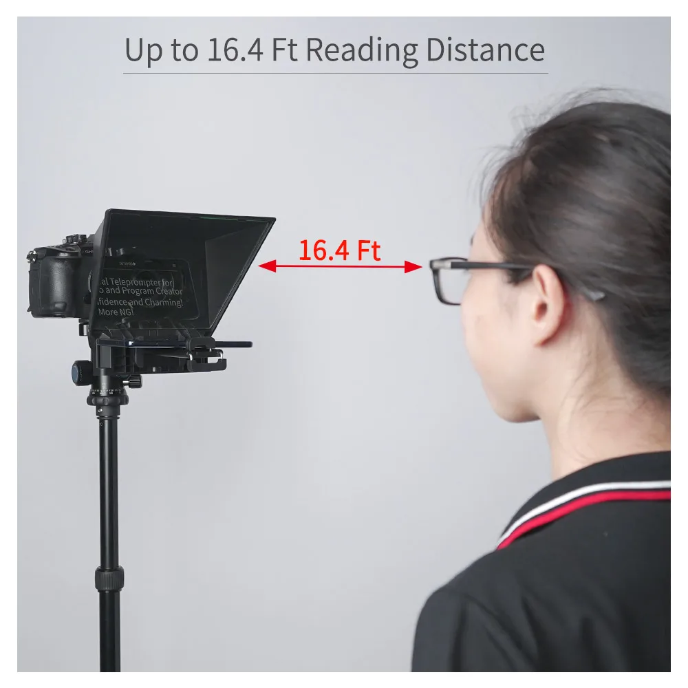 FEELWORLD TP2A มินิ teleprompter 8นิ้วแบบพกพารองรับใต้8 "สมาร์ทโฟนแท็บเล็ตแจ้งสมาร์ทโฟน DSLR กล้องบลูทูธ