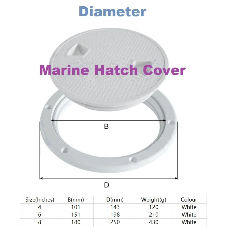 Boat Hatch Cover Round Deck Inspection ABS Plastic White/Black Knob Install Marine Yacht  Luxury Ship Access 4 6 8 Inches