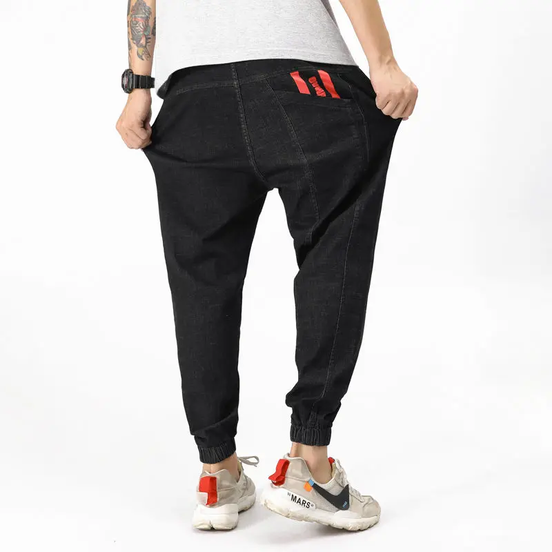 

2020 Мужские джинсы брюки эластичные свободные брюки карго джинсовые Сращенные шаровары Хип-хоп мужские джоггеры Большие размеры 28-48 140 кг
