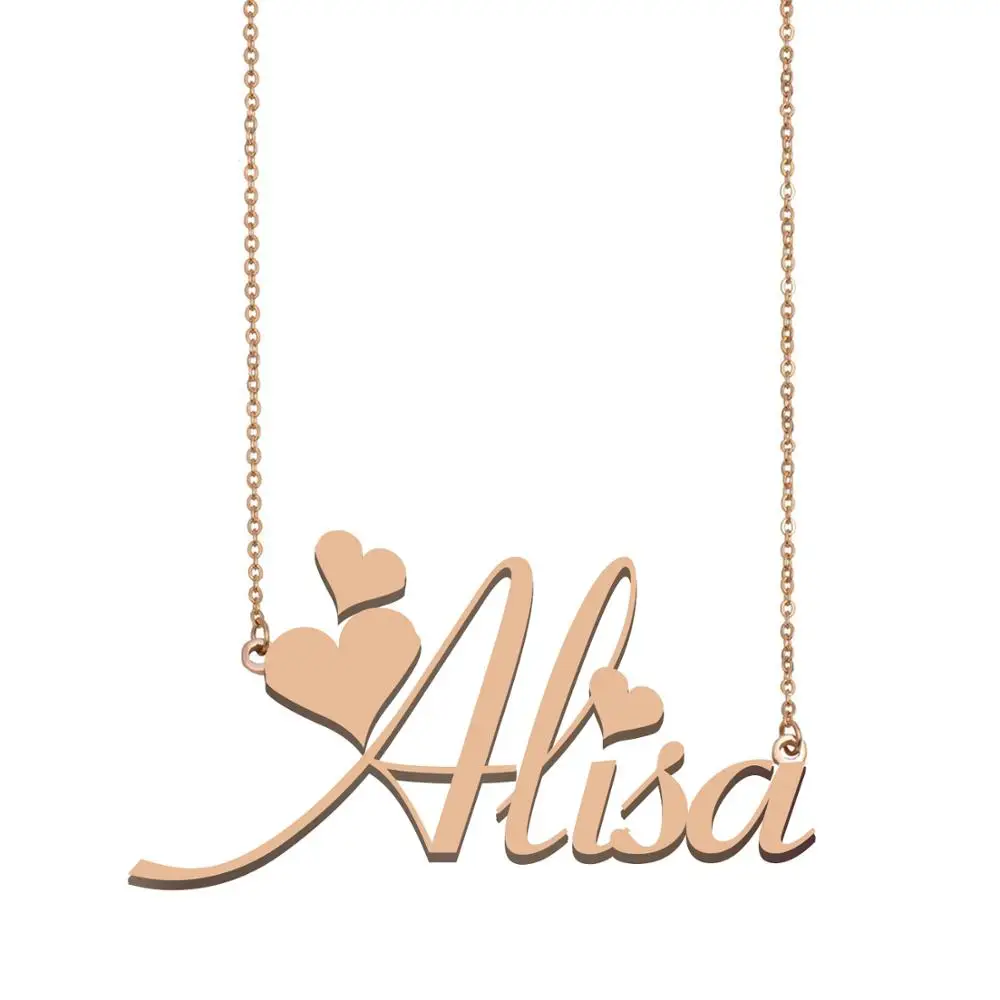 

Alisa Name Necklace Personalized for Women Girl Gold color Nameplate Pendant Dainty Jewelry for Her Birthday Mother Day Gift