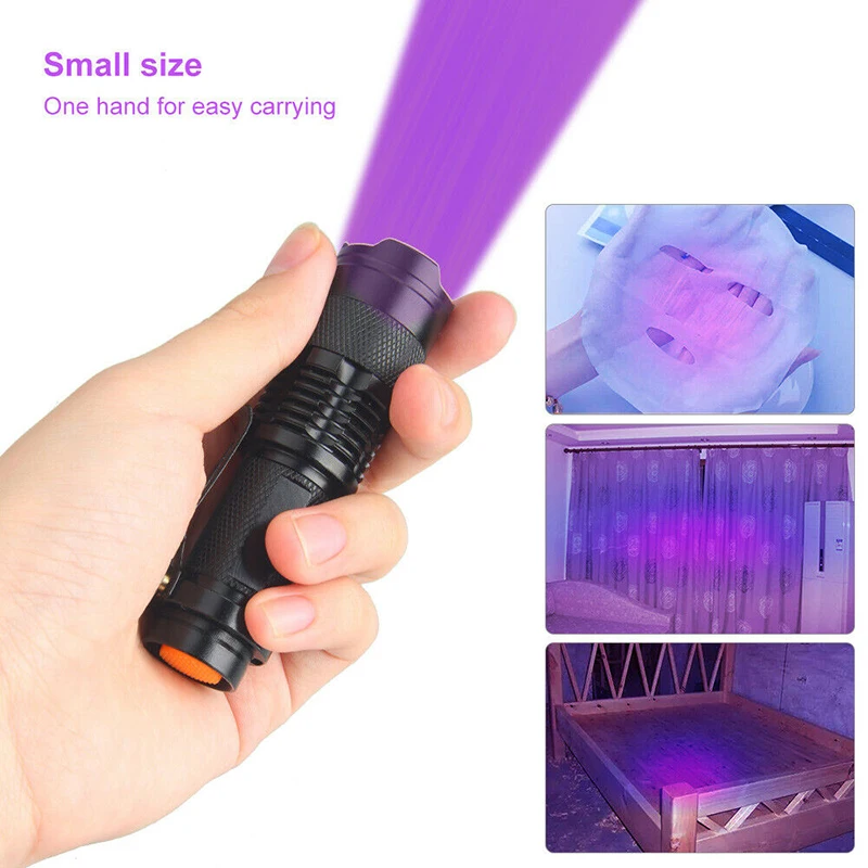 D5 UV Ultra Violet Led Flashlight/Blacklight Light 365/395 nm Inspection Lamp Torch UV Flashlight Zoom Pet Urine Stains Detector