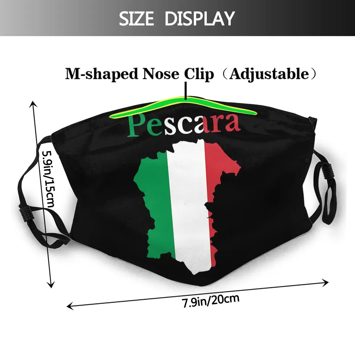 Province Of Pescara Map Italian Province R282 Funny Novelty R282 Activated Carbon Filter Mask