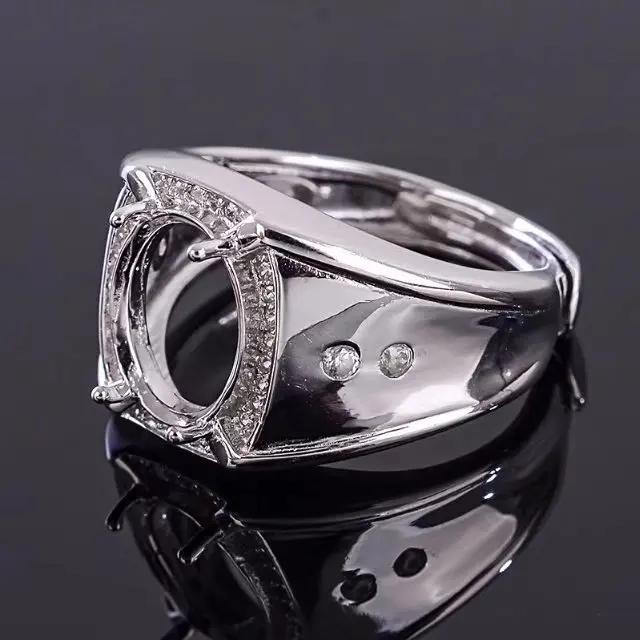 

Real 925 Silver Setting for Jewelry DIY 9mm*11mm Gemstone Ring Base for Ring Making