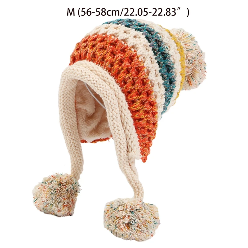 Q39C Personality Wool Hat Color Matching Thickened Knitting Hat Outdoor Trend Casual Warm Hat Windproof Winter for Men Women