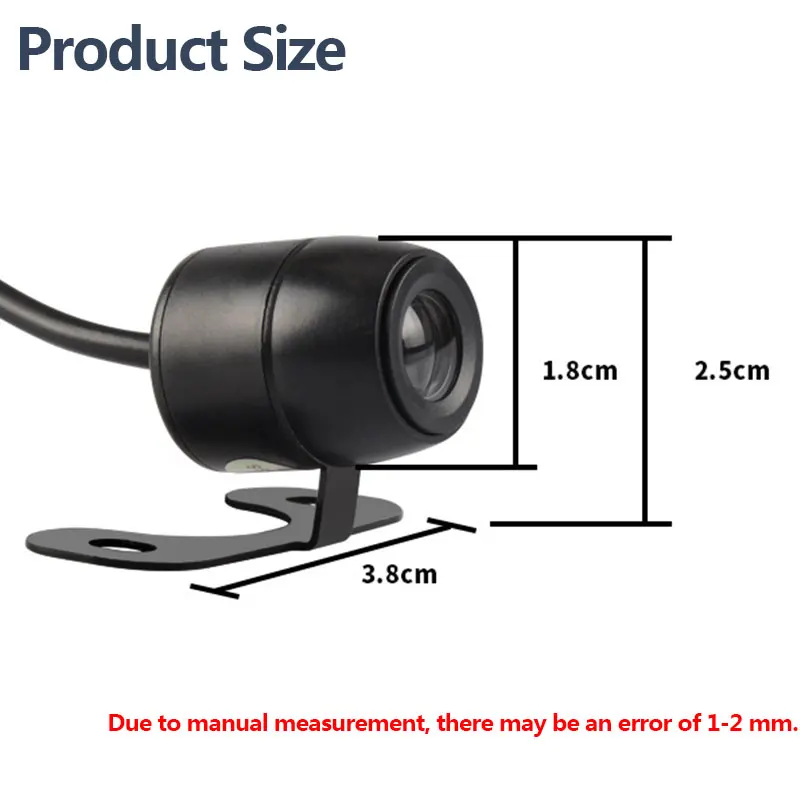 Car Camera Small Butterfly External Reversing Camera Night Vision High-definition Color 170 Degree Wide Angle