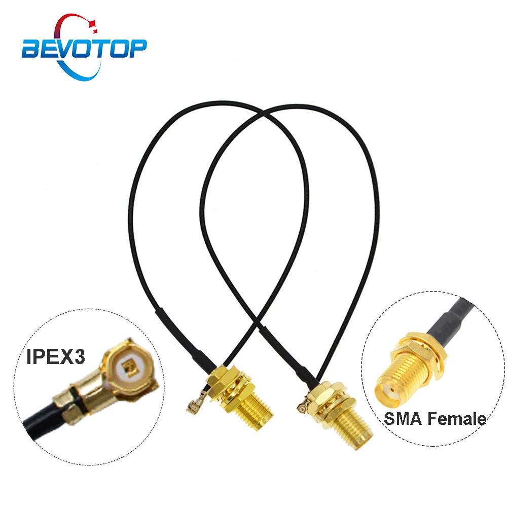 

100pcs 3rd Generation IPX uFL/u.FL/IPEX3 Female to SMA Female Jack WIFI/GSM/3G/GPS Antenna Extension Cable RF0.81 Jumper Pigtail