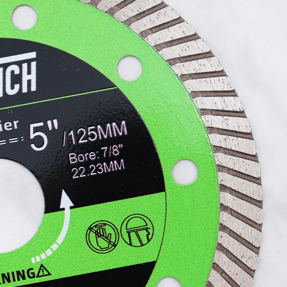 FACHLICH 1/2/5 Stück 4/4,5/5 Zoll superdünne Turbo-Sägeblätter für Keramikfliesen, Granit, Marmor, Trennscheibe 105/115/125 mm – Detail 10