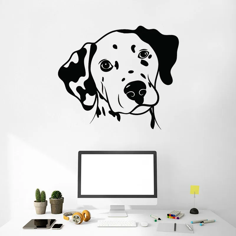 Speckle Dog Head Wall Decal Animal Pet Dalmatian Mural Grooming Salon Pets Shop Interior Decor Door Window Vinyl Stickers E694