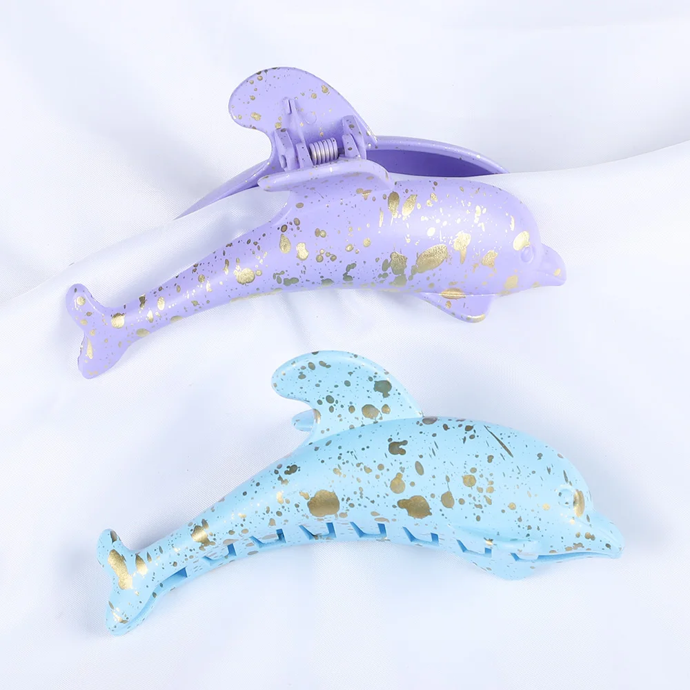 Mode 11CM Jepit Rambut Kepiting Besar Jepit Rambut Perempuan Wanita Jepit Rambut Plastik Lumba-lumba Jepit Rambut Kuncir Kuda Aksesori Rambut