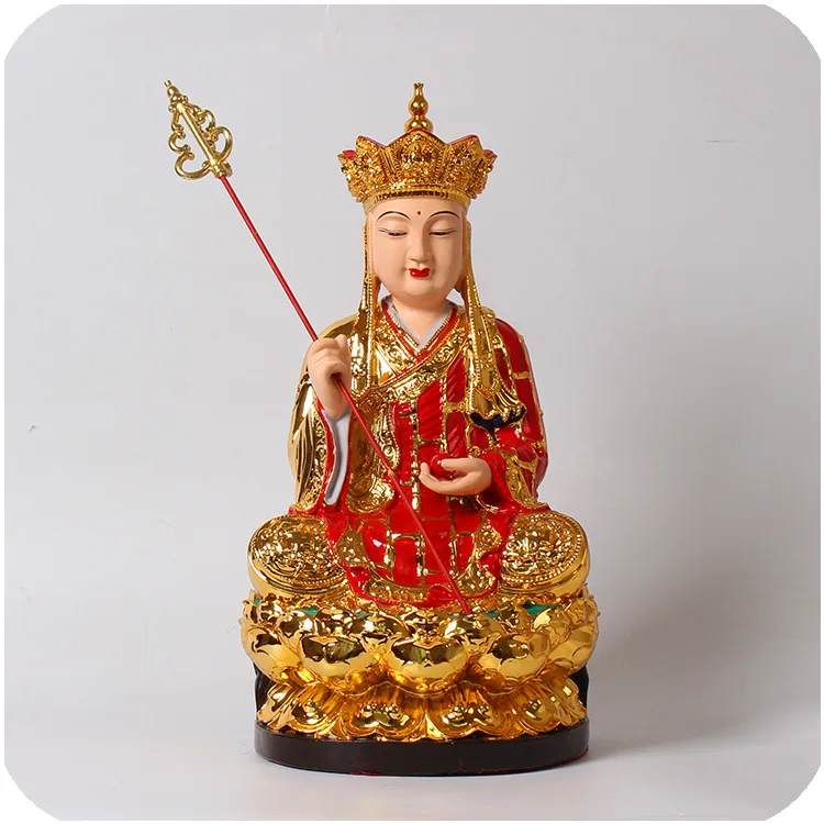 

12-inch Resin Glass Bodhisattva Gold-plated Garments Decorated At Home In Tibetan King Buddha Statue of Chinese Buddhists