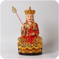 12-Inch Gold-Plated Ksitigarbha Bodhisattva Statue: Resin Glass Sculpture for Chinese Buddhist Home Altar
