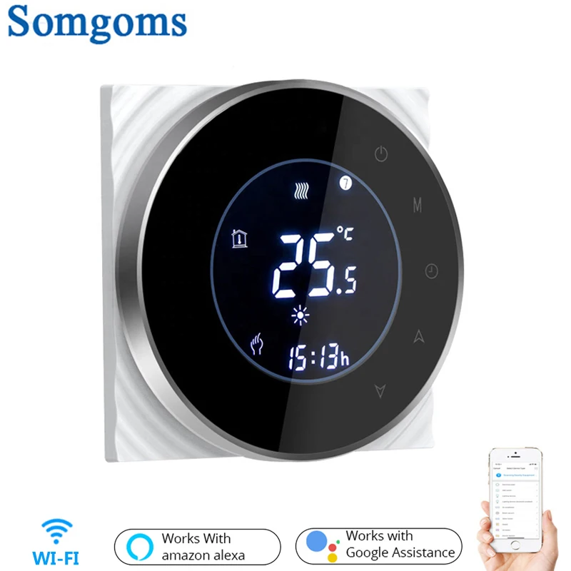 

Smart WiFi Touch Thermostat Temperature Wireless Controller For Water/Electric Floor Heating Water/Gas Boiler Works Google Home