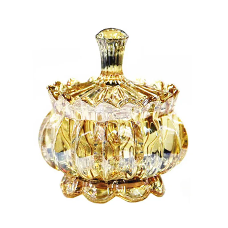 European-style Crystal Glass Ashtray with Lid Mini Household Ashtray Amber Candy Storage Jar Living Room Tea Table Decoration