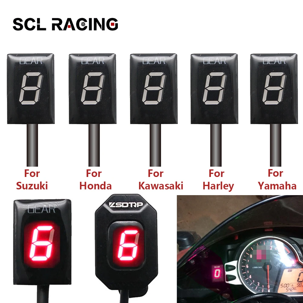 1Set Motorcycle LED Ecu Speed Gear Display Indicator 1-6 Level Gear Counter With Support For Honda Harley Kawasaki Yamaha Suzuki