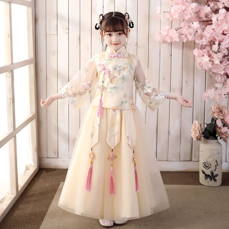 Vestido Cheongsam tradicional chino para niñas, vestido Formal de princesa para fiesta, disfraces de actuación para niños, ropa para Festival de Año Nuevo