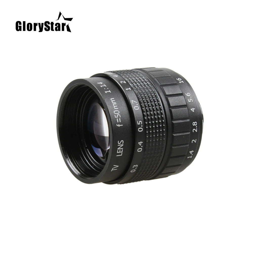 GloryStar 50mm F1.4 CCTV TV Movie lens+C Mount+Macro ring For Canon EOS EF EFS DSLR Camera 5D 6D 7D II III 70D 80D C-EOS