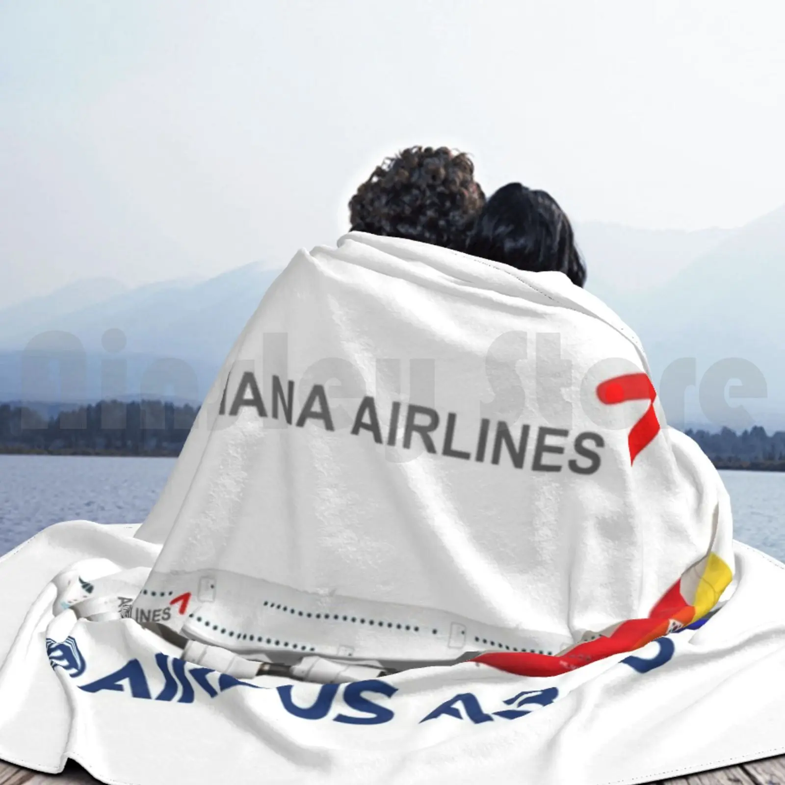 رسم توضيحي لآسيا ايرباص A380-نسخة بيضاء بطانية موضة مخصصة ايرباص A380 ايرباص A380 A380 ايرباص اسيوانا جنوب