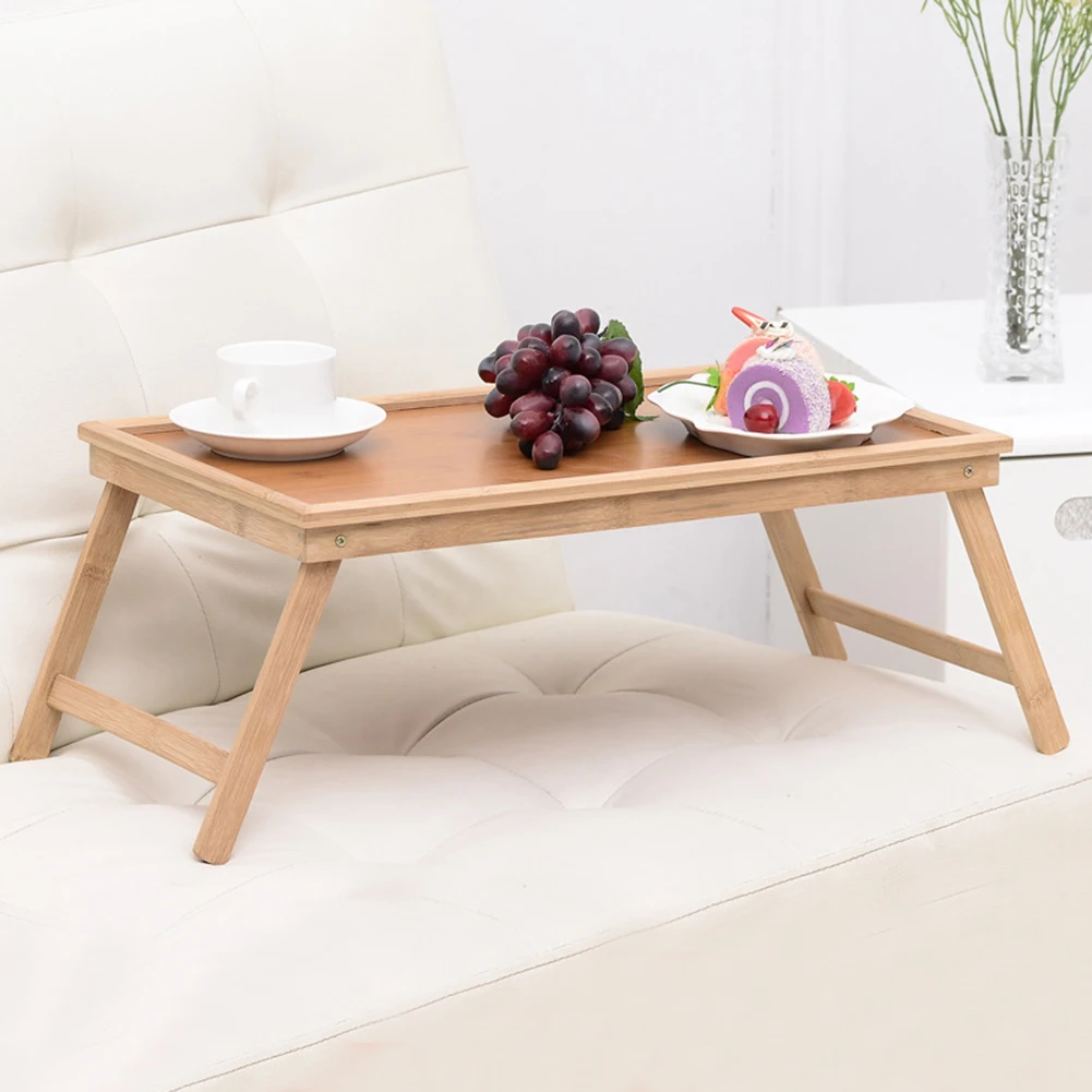 Bamboo Foldable Bed Table Tray Multifunctional Breakfast Table in The Bed Wear-Resistant Original Non-Toxic