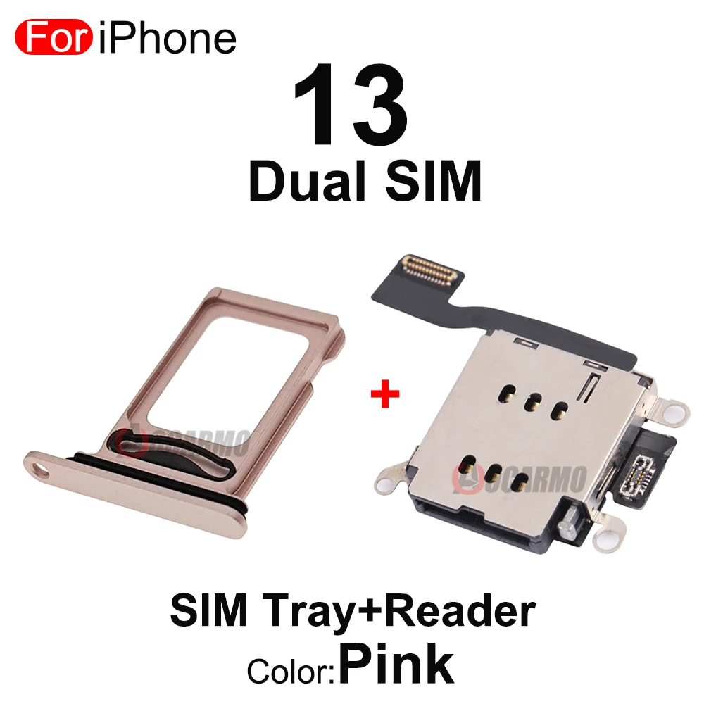 Bandeja de tarjeta SIM Dual para iPhone 13, ranura + lector de SIM, Cable flexible, conjunto completo de piezas de repuesto