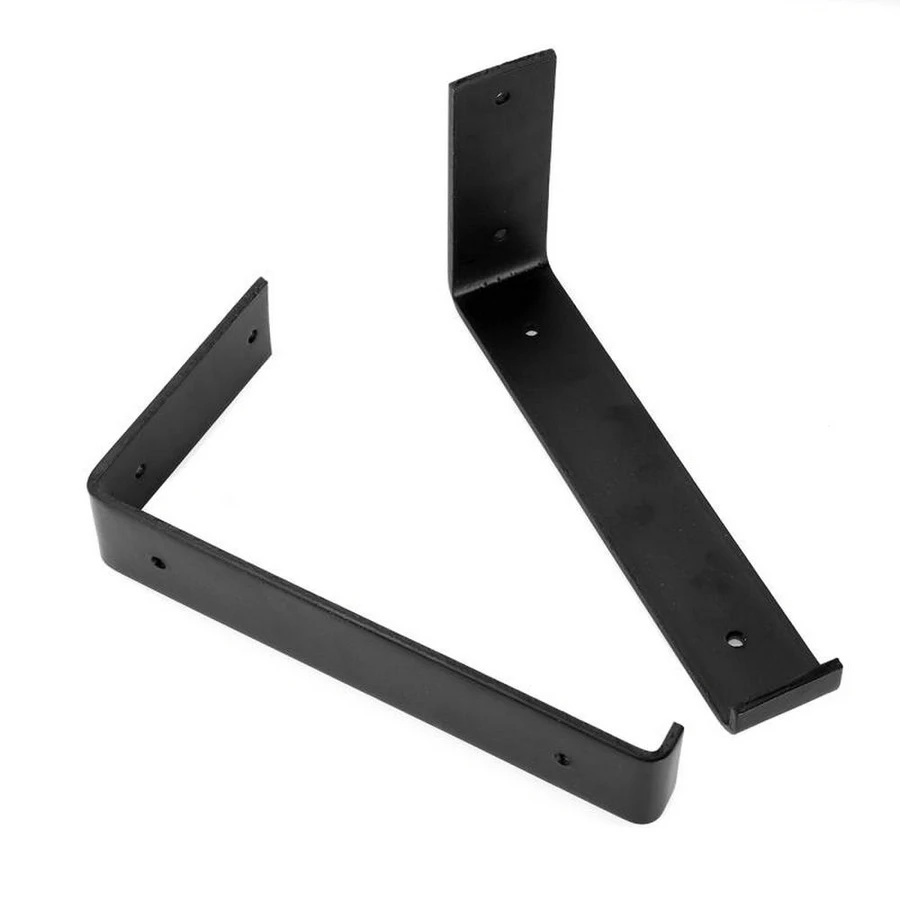 

2PCS Shelf Brackets Heavy Duty Black Wall Bracket With Lip For Floating Shelves Metal Shelf Bracket DIY Home