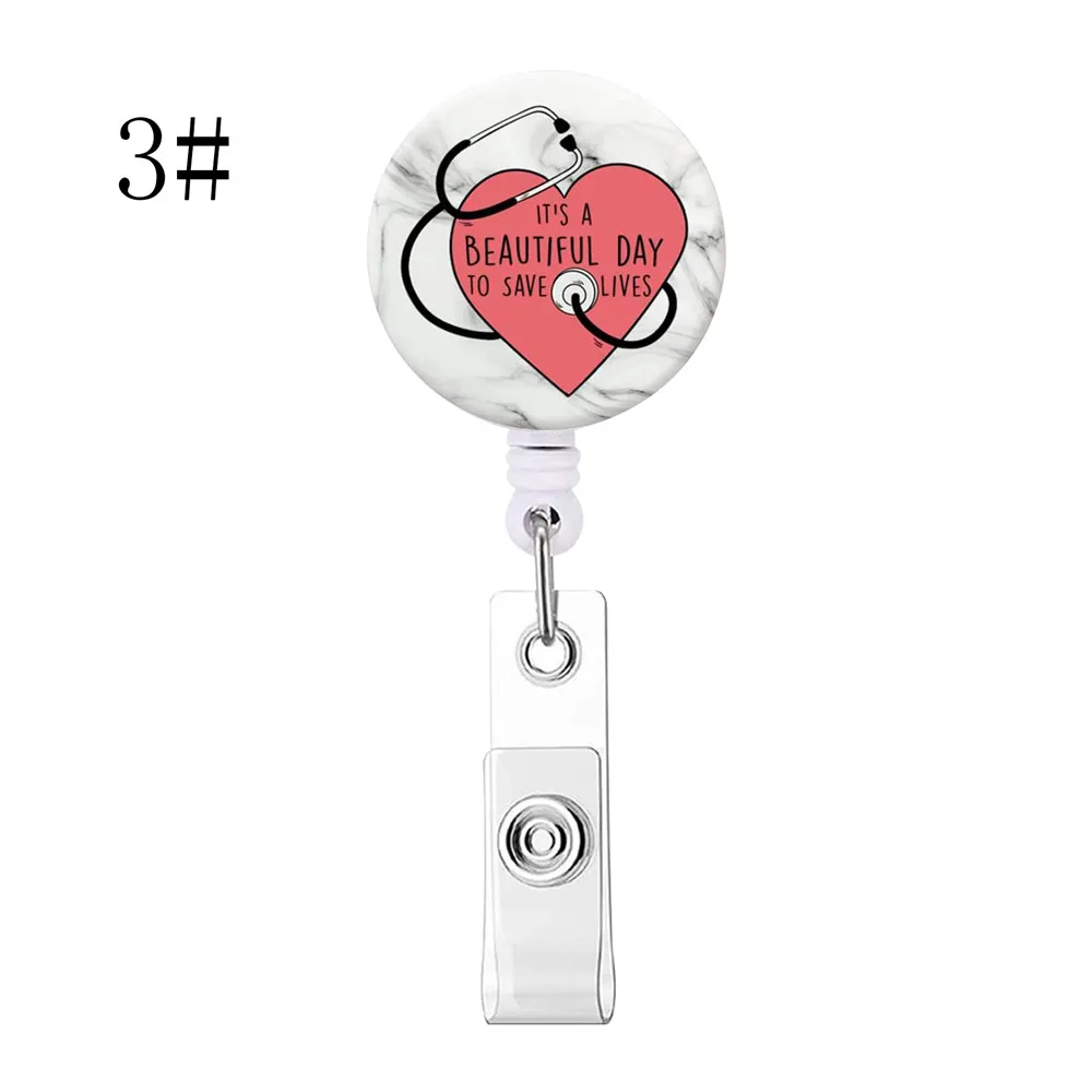 Doctor Nurse Retractable Buckle Clip Card Holder Horizontal Cute Badge Reel Clip Cardholder Doctor Nurse Hang credencial