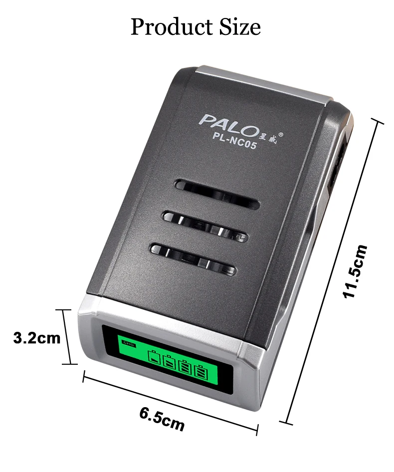 PALO LCD 4ช่องจอแสดงผลLCDสมาร์ทอัจฉริยะแบตเตอรี่ChargerสำหรับAA/AAA NiCd NiMhแบตเตอรี่