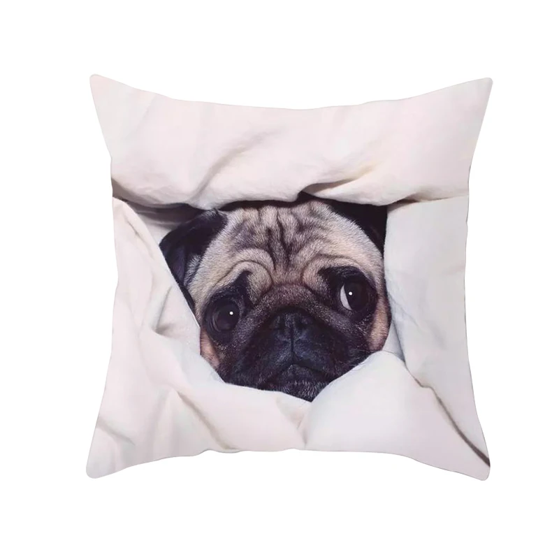 Creative Pug Dog Pillow Case Pug Dog Decorative Pillowcases 45*45CM Cute Dog Throw Pillow Case Cover kussensloop almohada