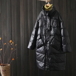 Women's Winter Warmth and Thick Down Jacket Long Jacket Casual Loose Stand-up Collar Zipper Pocket Snow Jacket Women Coats J1596