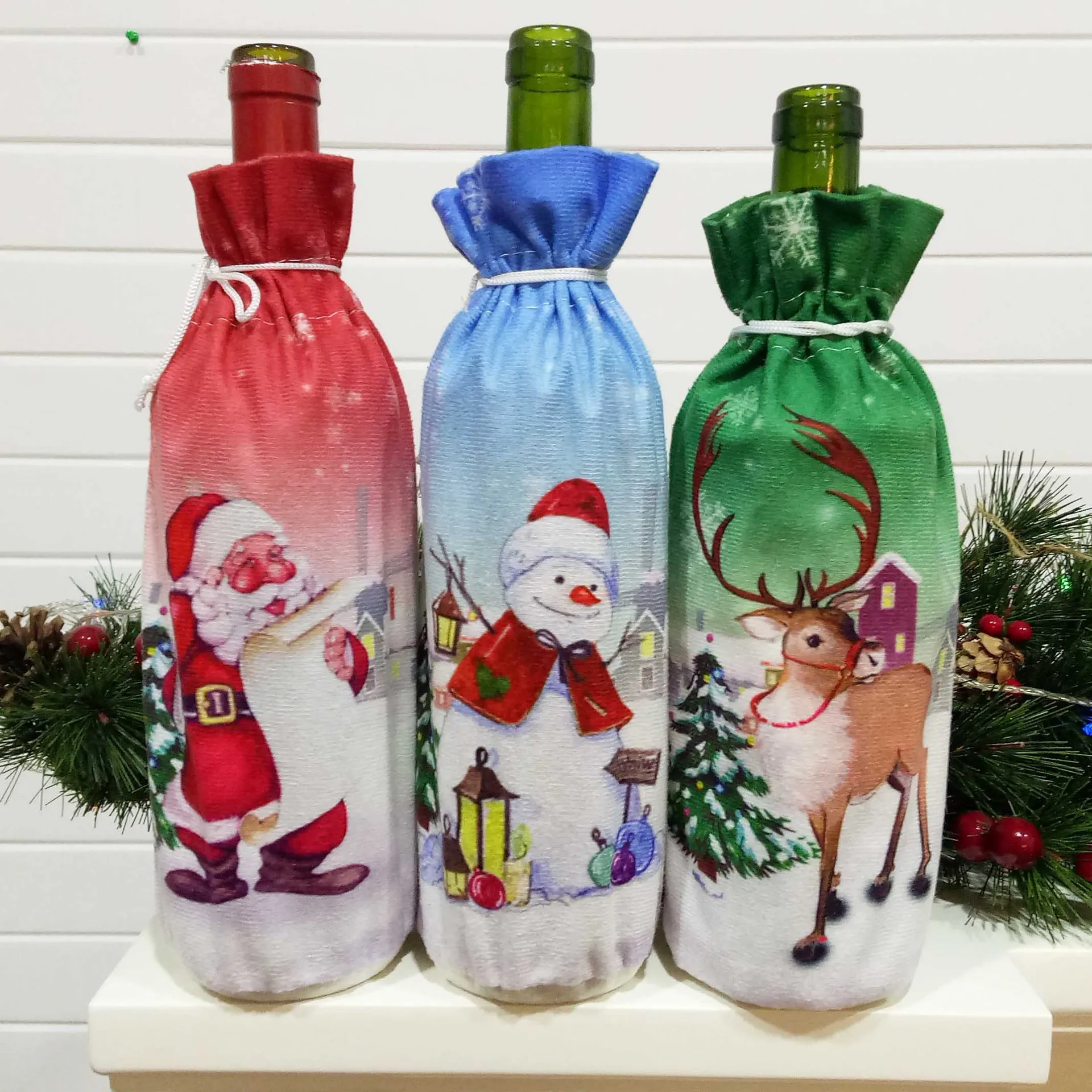 Guang Mei Christmas decorations creative Christmas wine bag bottle set Christmas wine gift bag Christmas gift nightmare before