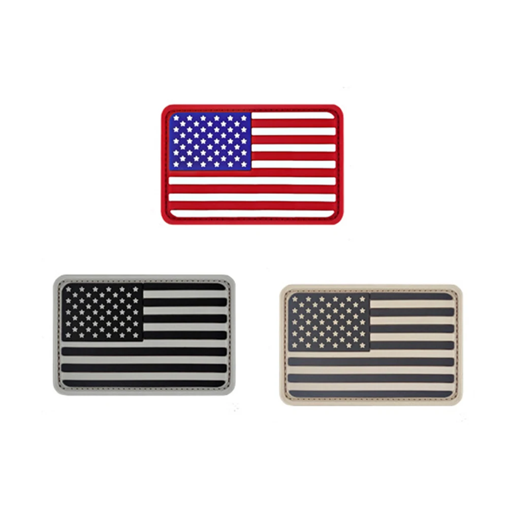 Reflective American Embroidered Patches United States US Patch PVC Rubber Embroidery Patches For Clothing Backpack