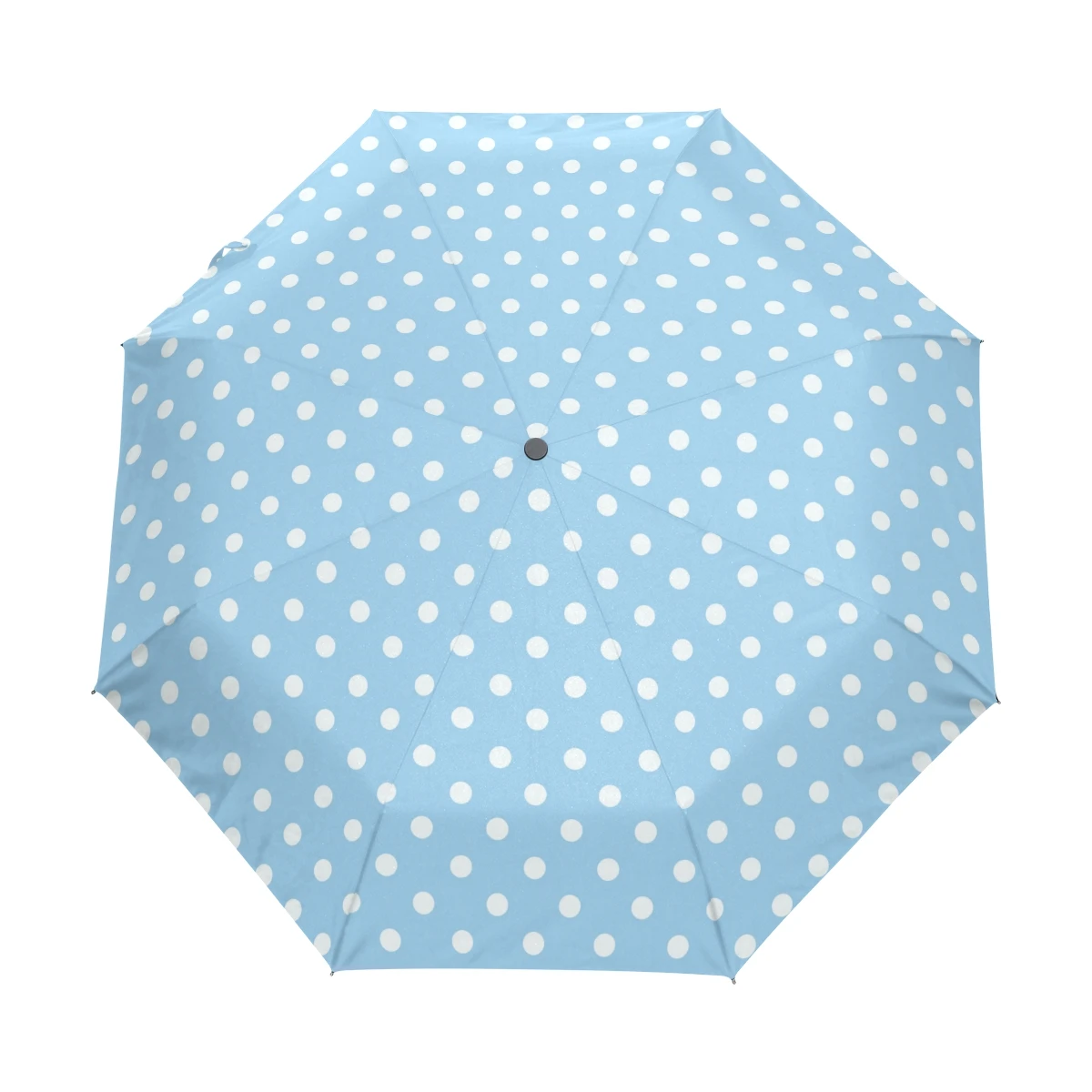 

Classic Dots Printed Automatic Umbrella Rain Women Men Anti-UV Sun Protection 3 Folding Umbrella Parasol Inside Black Coating