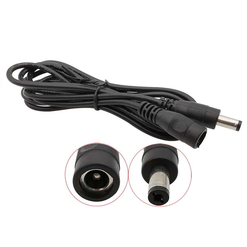 DC 5.5 x 2.1mm Female to 5.5 x 2.1mm Male Plug Power Supply Cable Adapter Extension Cord 0.5/1/1.5/2/3/5/10M For LED CCTV Camera
