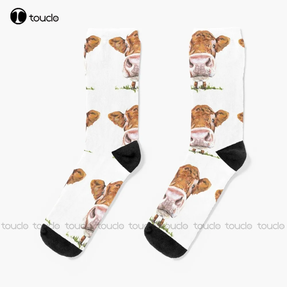 

Cute Cow Socks Soccer Socks Girls Personalized Custom Unisex Adult Teen Youth Socks 360° Digital Print Hd High Quality