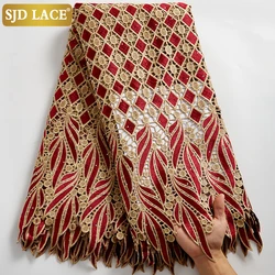 SJD LACE-Cordão de Guipure Africano Clássico com Pedras, Celebração Nigeriana Renda para Festa, Pele Amigável, A2547, A2547