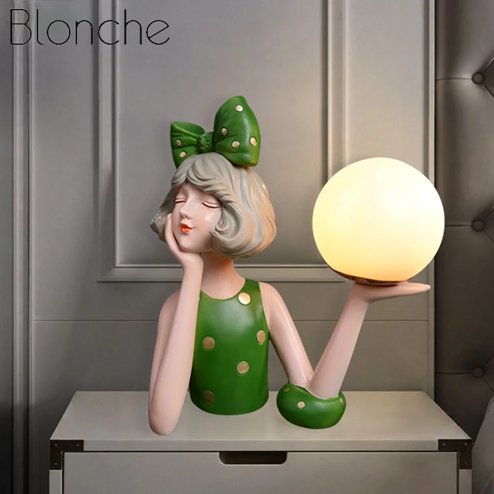 

Modern Cute Resin Table Lamp Bedroom Children's Room Bedside Lamp Living Room TV Cabinet Creative Decorative Table Lamp E27