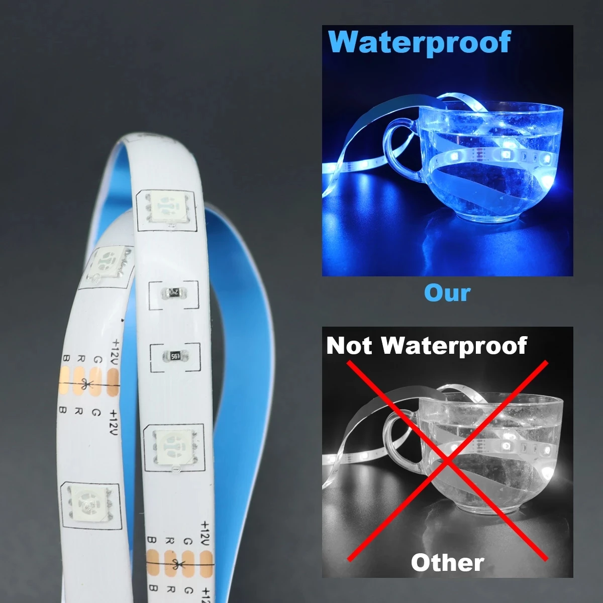 LED Light Strips 12V IP68 Bluetooth Controller Flexible RGB Decoration BackLight Lamp Night light Luminous String For Bedroom