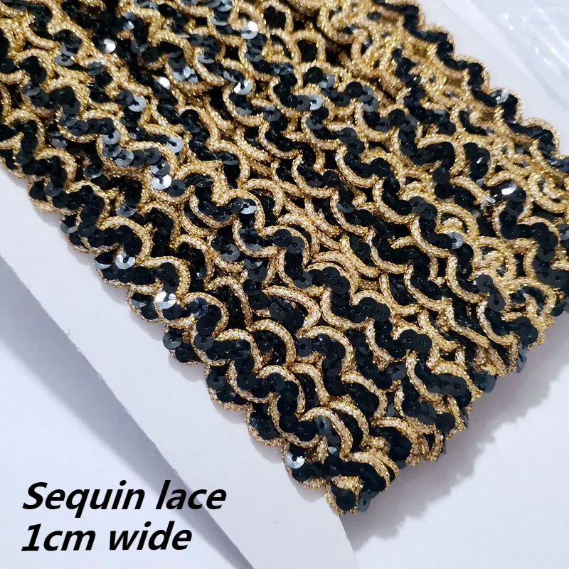 Gold thread Wavy edge Embroidery Sequin lace ribbon Handmade DIY felt board picture frame wrap quiet book decoration material