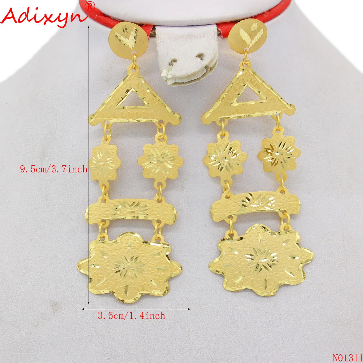 Adixyn Dubai Hand-work Cutting Earrings for Women Girls 24k Gold Color/Copper African India Jewelry Gifts N01311