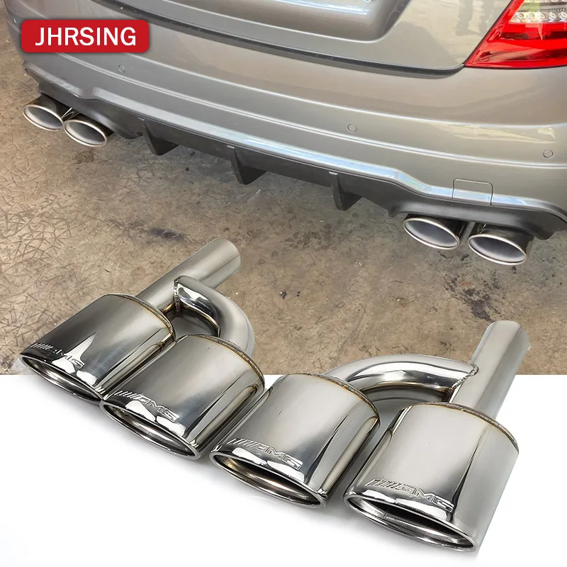 1 Pair Exhaust Tip For Mercedes Benz Class C C63 C65 W204 Muffler 304 Stainless Steel Tailpipe