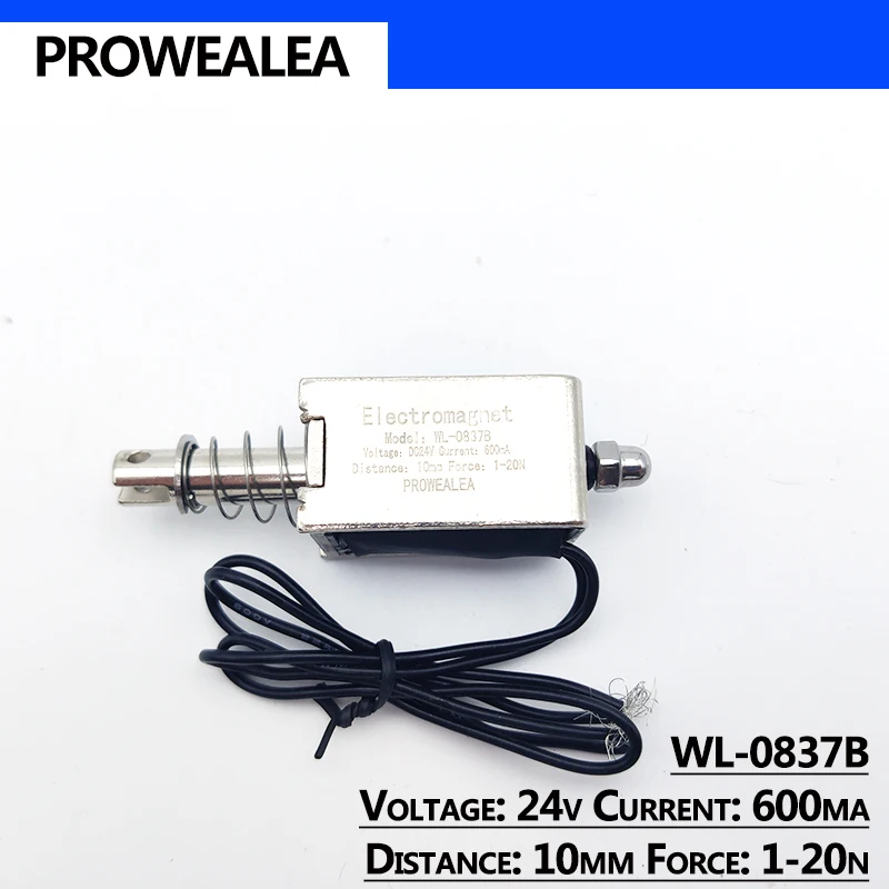 Solenoid Electromagnet Push Pull Type WL-0837B 5V 6V 12V 24V Thrust Force 1-20N 10mm Open Frame Linear Solenoid Electric Magnet