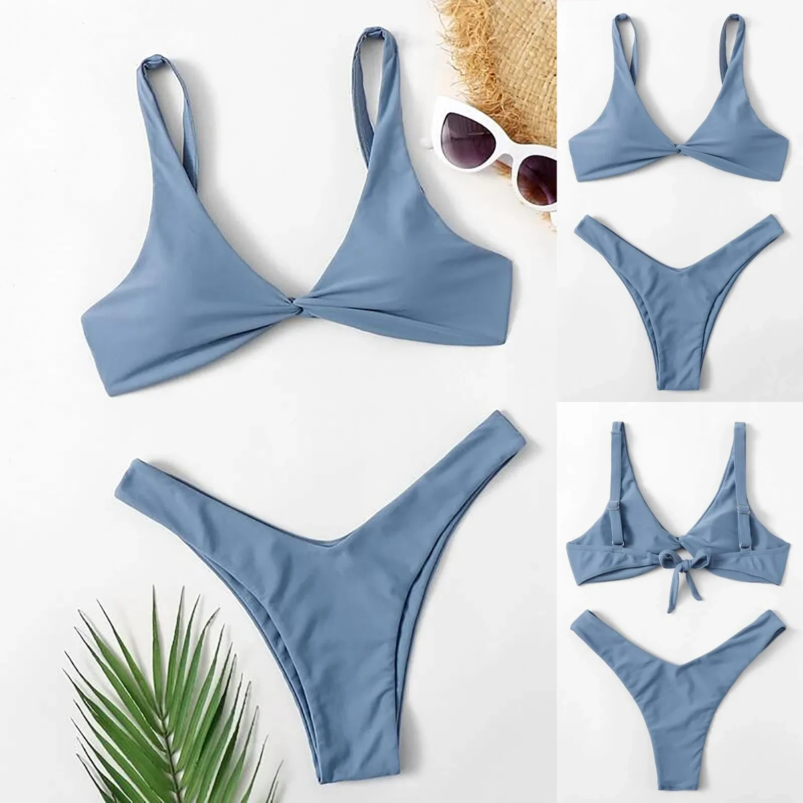 

Women's Sexy Bikini 2022 Woman Brazilian High Breast Contrast Gradient Split Bikini Set 2 Piece Swimsuit Купальники Женские 2022