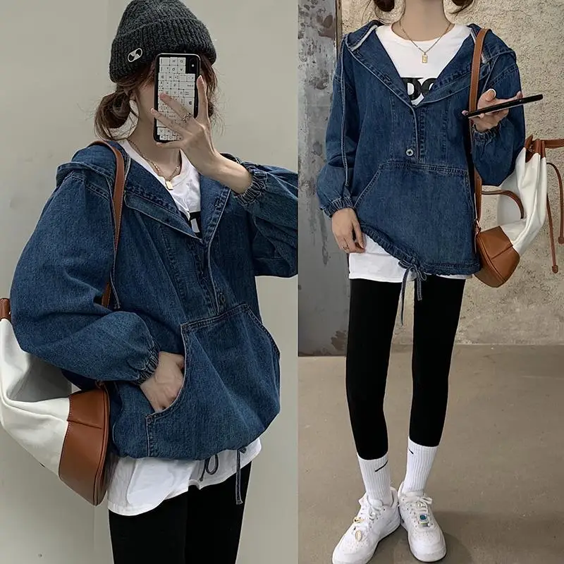 Autumn Spring Women Denim Cropped Jacket Female Pockets Jean Jackets Ladies 2020 New Fashion Button Casual Solid Coats