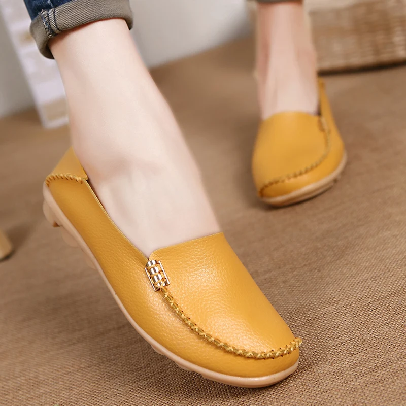 Flat Shoes Women Slip On Shoes For Women\'s moccasins Genuine Leather Loafers Women Flats Ladies Shoes Plus Size Sapato Feminino