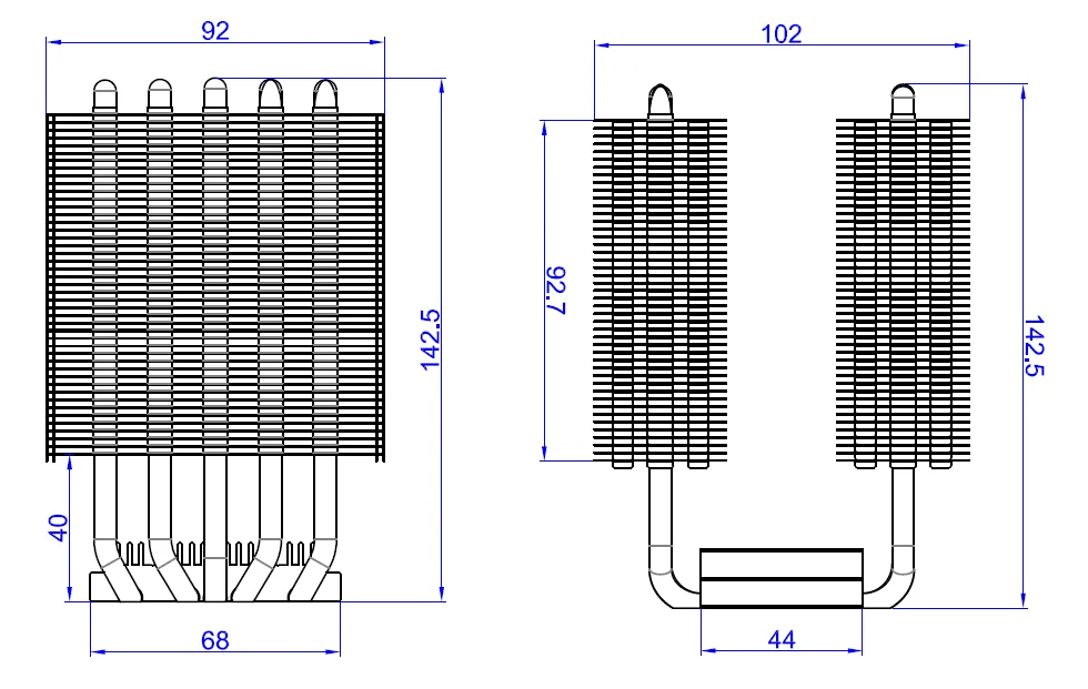 DIY LED U-HOME Ausgezeichnete Kupfer Aluminium Heatpipe Dual Kühler Cooling Kühlkörper für 200W/300W COB LED DIY home Cinema Projektor – Detail 5