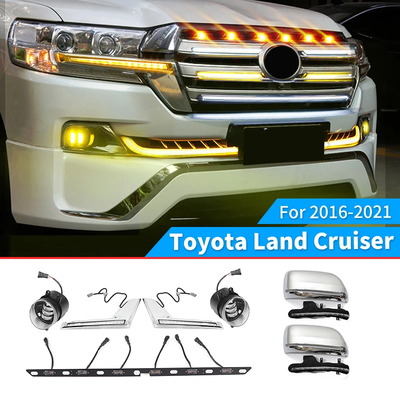 

For Toyota Land Cruiser 200 LC200 Front Face Middle Mesh Decorative Lamp FJ200 LED Turn Signal Fog Lamp Modification Accessories