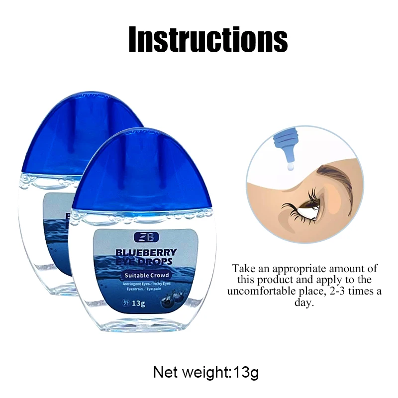 1/3pc 13G Blueberry Extract Eye Drops Relieve Visual Fatigue Blurred Vision Eye Swelling And Dryness Itching Moisturize The Eyes