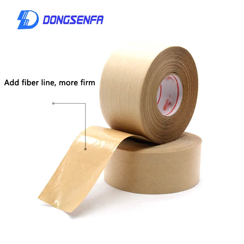 1 Roll/45 M In Fibra di linea di Acqua Bagnato Kraft Adesivo di Carta Nastro Rinforzato Kraft Nastro di Carta A Base Acquosa Kraft di tenuta larghezza del nastro 48/60 millimetri