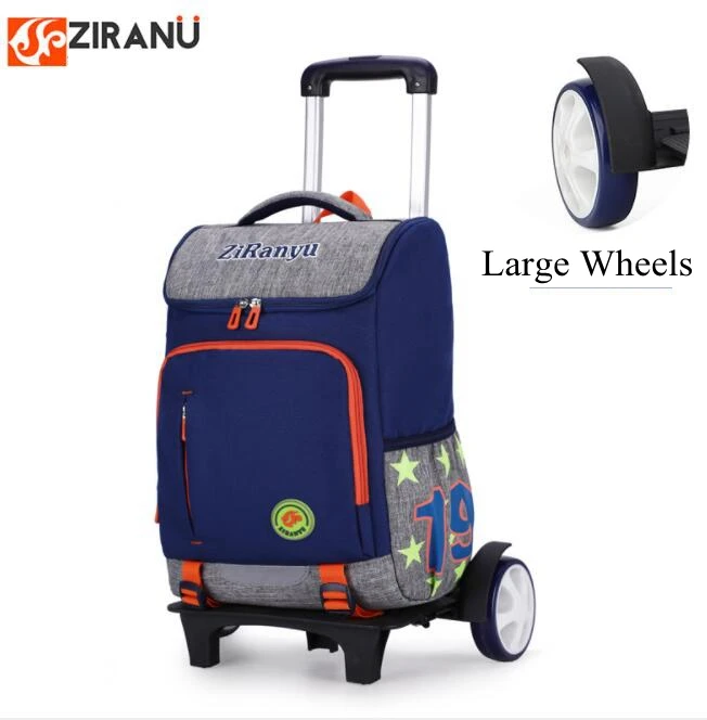 ZIRANYU School Rolling backpack bag for boys Travel trolley bags for kids with 6 wheels   Boy\'s Trolley School backpack wheeled