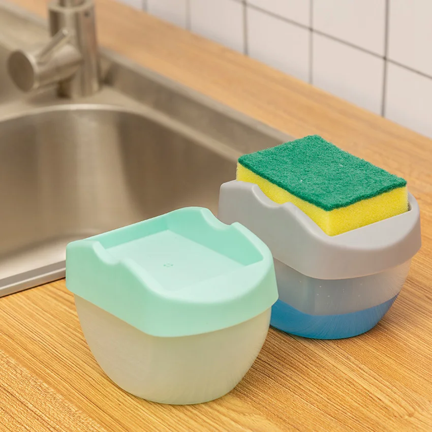 Afwaszeepdispenser Voor Keuken, Zeepdispenser En Sponshouder 2 In1, Aanrecht Zeeppomp Dispenser Caddy