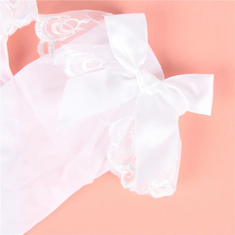 Comeondear White Ankle Socks With Bow Cotton Lace Ruffle Princess Socks Women Cotton Short Socks H21001